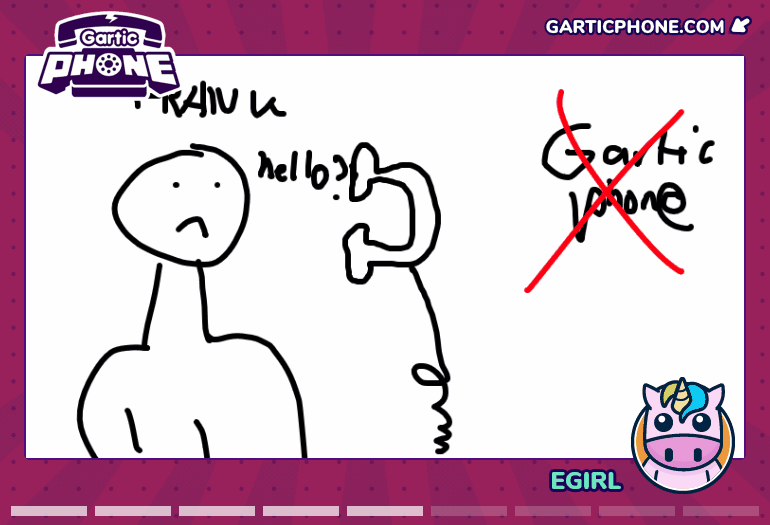 Frank Answering his Phone during Garticphone