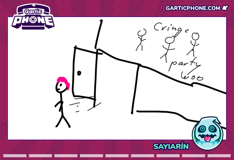 Pink Haired Man Leaves the Room as too much Cringe Resides i