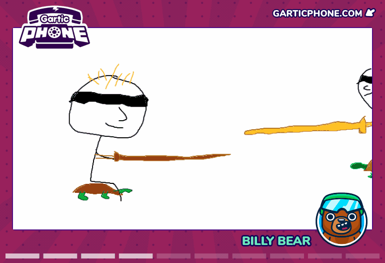 Blindfolded Men Jousting on Turtles